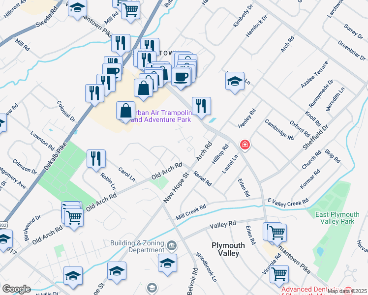 map of restaurants, bars, coffee shops, grocery stores, and more near 115 Susan Constant Court in Montgomery County