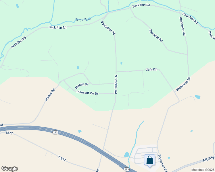 map of restaurants, bars, coffee shops, grocery stores, and more near 3033 Bricker Road in Manheim