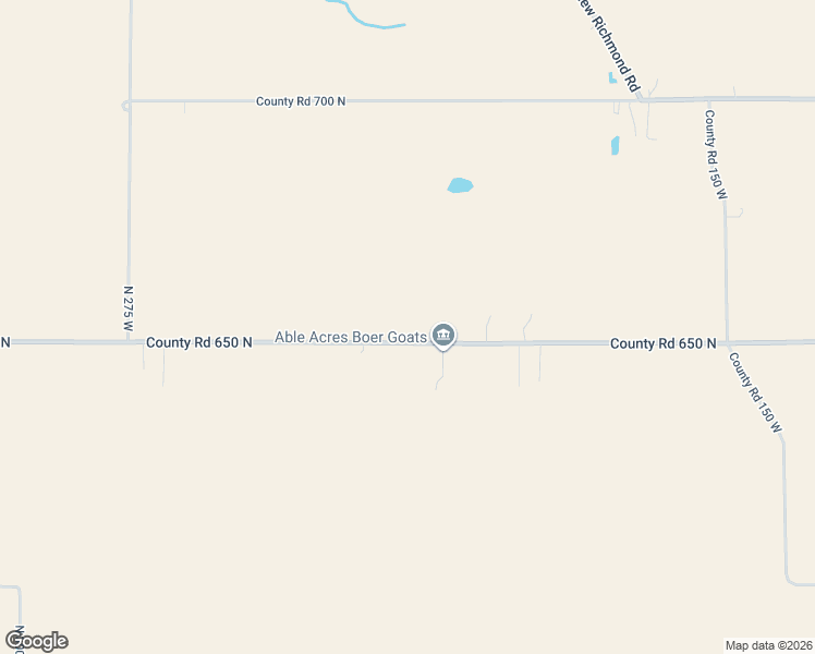 map of restaurants, bars, coffee shops, grocery stores, and more near 2092 County Road 650 North in Crawfordsville