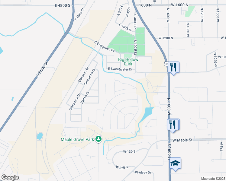 map of restaurants, bars, coffee shops, grocery stores, and more near 531 Legend Way in Mapleton