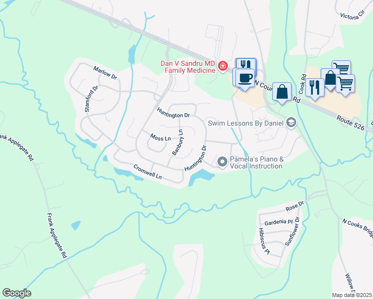 map of restaurants, bars, coffee shops, grocery stores, and more near 9 Wooten Court in Jackson Township