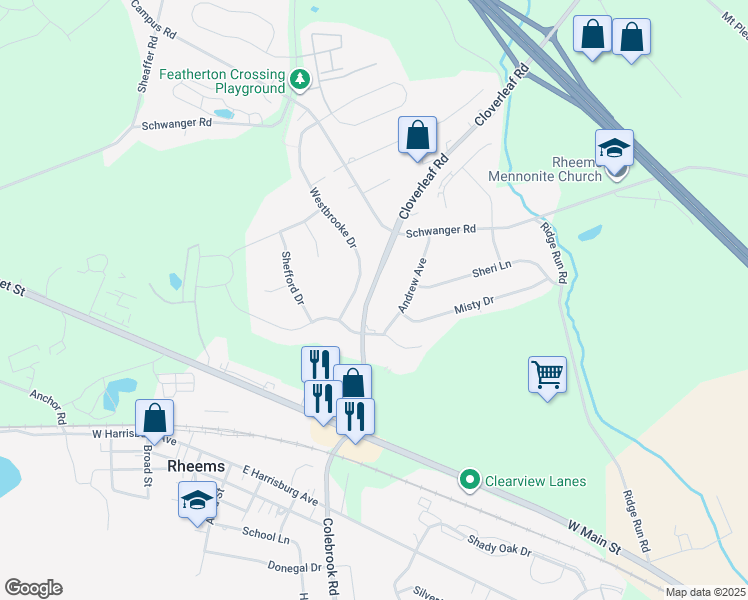 map of restaurants, bars, coffee shops, grocery stores, and more near 502 Cloverleaf Rd in Elizabethtown