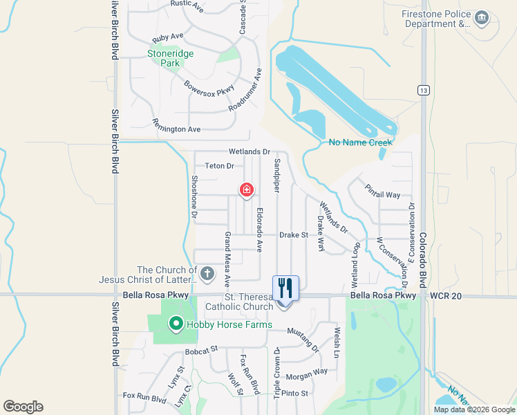 map of restaurants, bars, coffee shops, grocery stores, and more near 9039 Eldorado Avenue in Longmont
