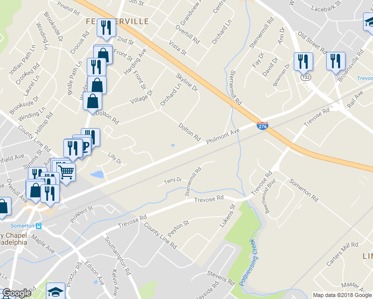 map of restaurants, bars, coffee shops, grocery stores, and more near 322 Philmont Avenue in Feasterville-Trevose