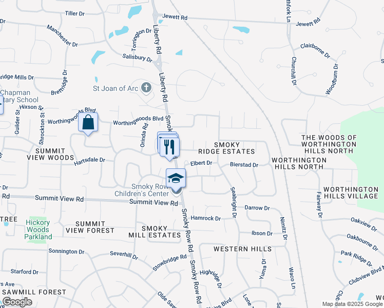 map of restaurants, bars, coffee shops, grocery stores, and more near 1997 Smoky View Boulevard in Powell