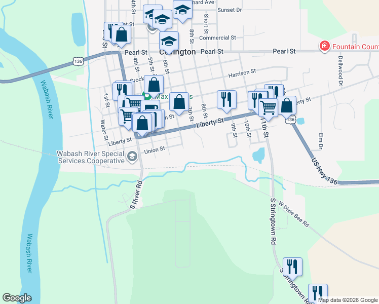 map of restaurants, bars, coffee shops, grocery stores, and more near 110 6th Street in Covington