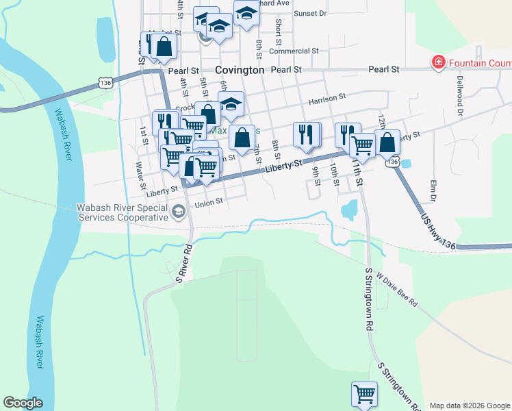 map of restaurants, bars, coffee shops, grocery stores, and more near 110 6th Street in Covington
