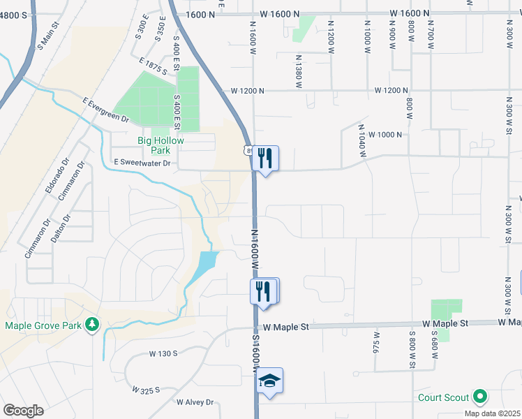 map of restaurants, bars, coffee shops, grocery stores, and more near 525 North 1750 West in Mapleton