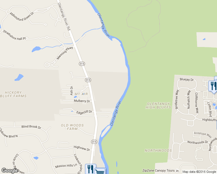 map of restaurants, bars, coffee shops, grocery stores, and more near 8350 Olentangy River Road in Columbus