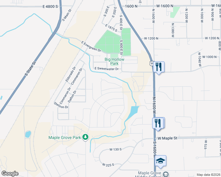 map of restaurants, bars, coffee shops, grocery stores, and more near Fortune Lane in Mapleton