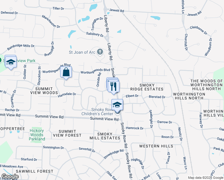 map of restaurants, bars, coffee shops, grocery stores, and more near 2079 Smoky View Boulevard in Powell