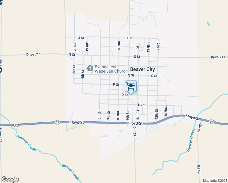 map of restaurants, bars, coffee shops, grocery stores, and more near 7th Street in Beaver City