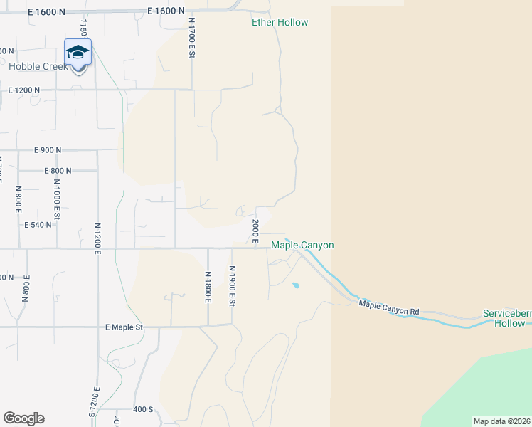 map of restaurants, bars, coffee shops, grocery stores, and more near 590 2000 East in Mapleton
