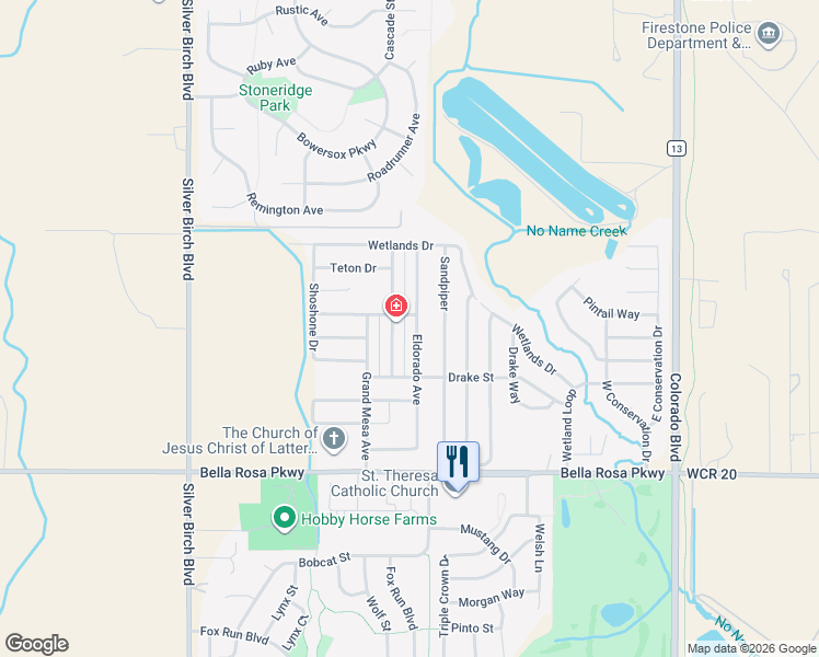 map of restaurants, bars, coffee shops, grocery stores, and more near 9039 Eldorado Avenue in Longmont