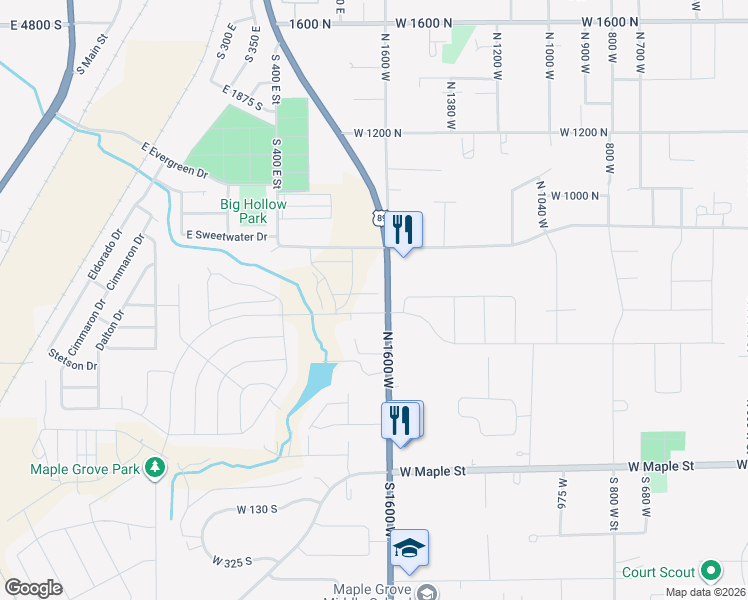 map of restaurants, bars, coffee shops, grocery stores, and more near 535-729 North 1600 West in Mapleton