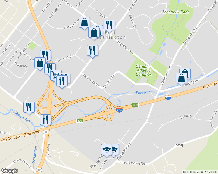 map of restaurants, bars, coffee shops, grocery stores, and more near 475 Virginia Drive in Fort Washington