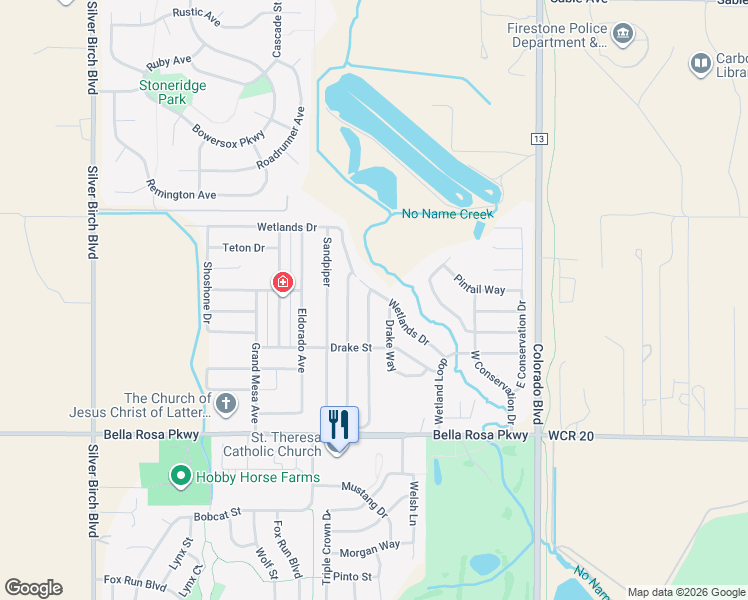 map of restaurants, bars, coffee shops, grocery stores, and more near 9140 Harlequin Circle in Longmont
