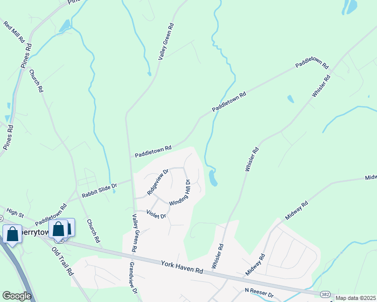 map of restaurants, bars, coffee shops, grocery stores, and more near 20 Winding Hill Drive in York County