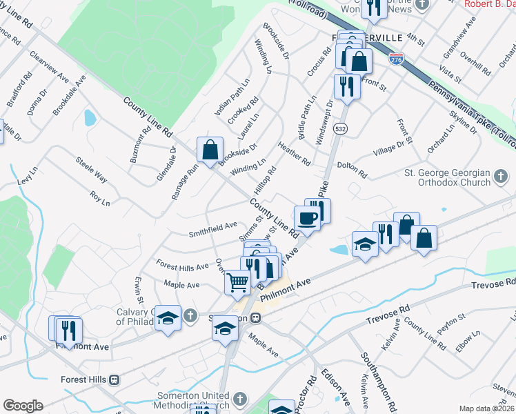 map of restaurants, bars, coffee shops, grocery stores, and more near 539 Simms Street in Philadelphia