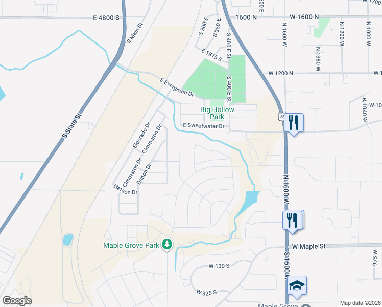 map of restaurants, bars, coffee shops, grocery stores, and more near 567 Legend Way in Mapleton