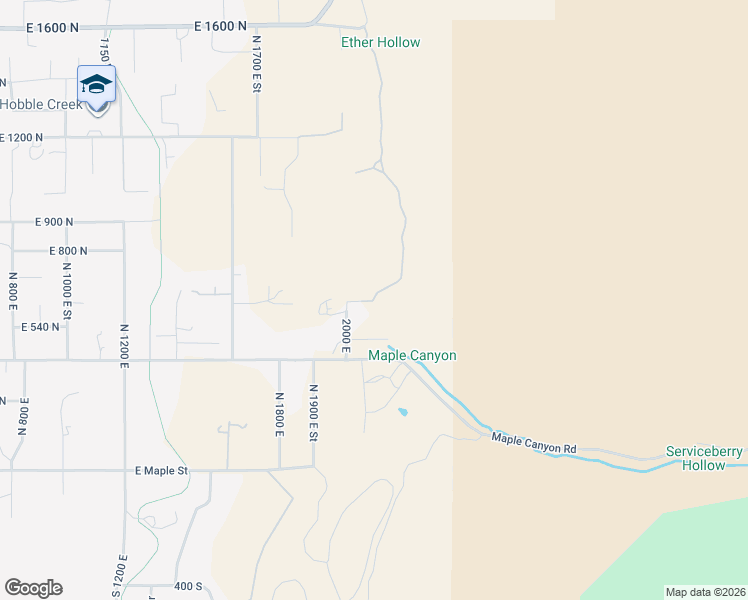 map of restaurants, bars, coffee shops, grocery stores, and more near 590 2000 East in Mapleton