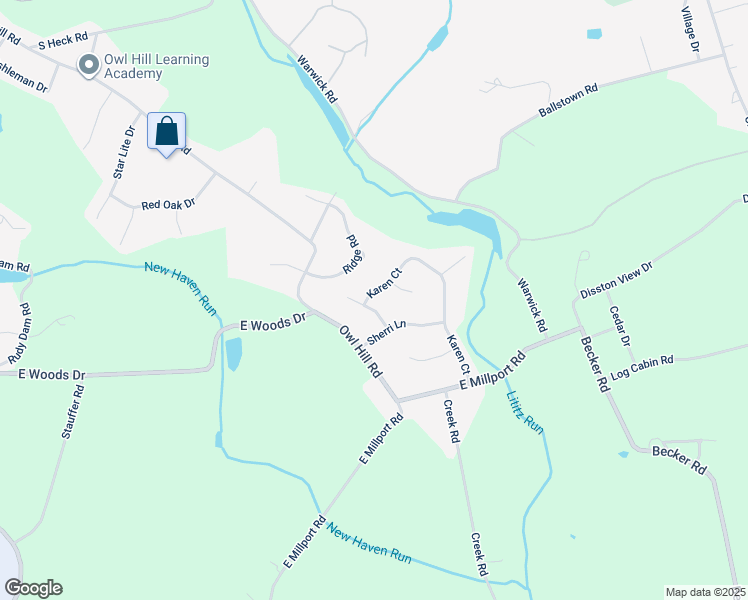 map of restaurants, bars, coffee shops, grocery stores, and more near 52 Karen Court in Lititz