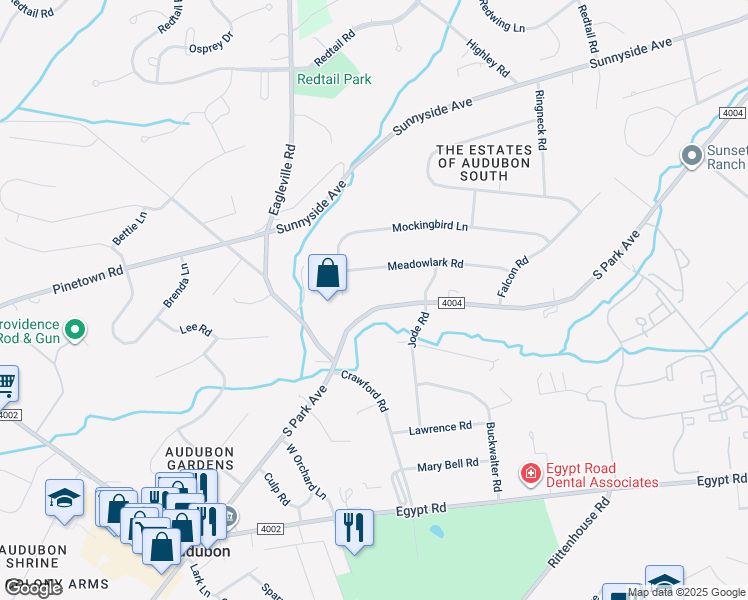 map of restaurants, bars, coffee shops, grocery stores, and more near 737 South Park Avenue in Eagleville