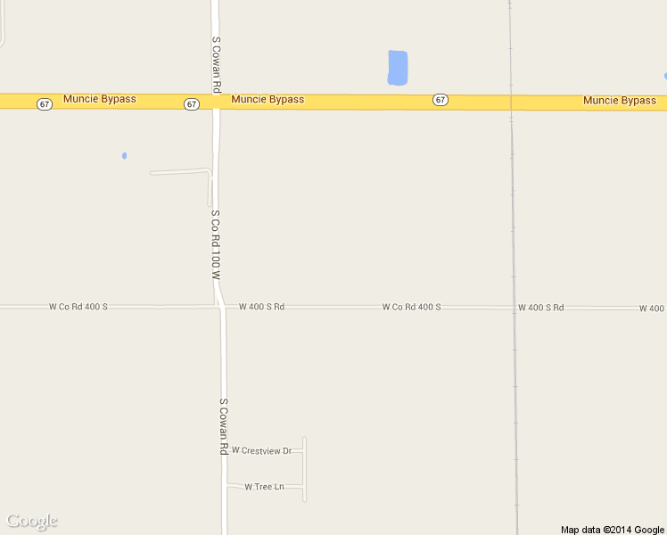 map of restaurants, bars, coffee shops, grocery stores, and more near 1290 W County Road 400 South in Muncie