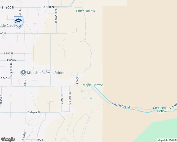 map of restaurants, bars, coffee shops, grocery stores, and more near 590 2000 East in Mapleton