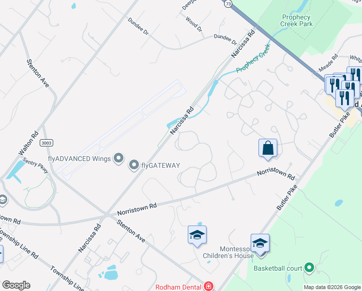 map of restaurants, bars, coffee shops, grocery stores, and more near 256 Tulip Tree Court in Blue Bell