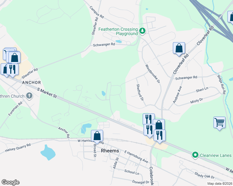 map of restaurants, bars, coffee shops, grocery stores, and more near 2086 Andrew Avenue in Elizabethtown