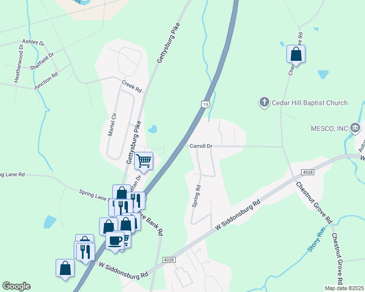 map of restaurants, bars, coffee shops, grocery stores, and more near 898 U.S. 15 in Dillsburg