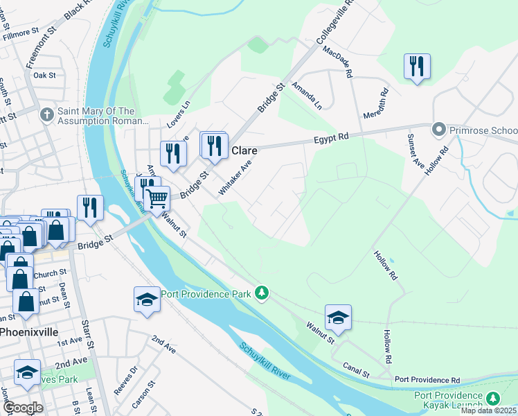 map of restaurants, bars, coffee shops, grocery stores, and more near 817 Meadowview Lane in Mont Clare