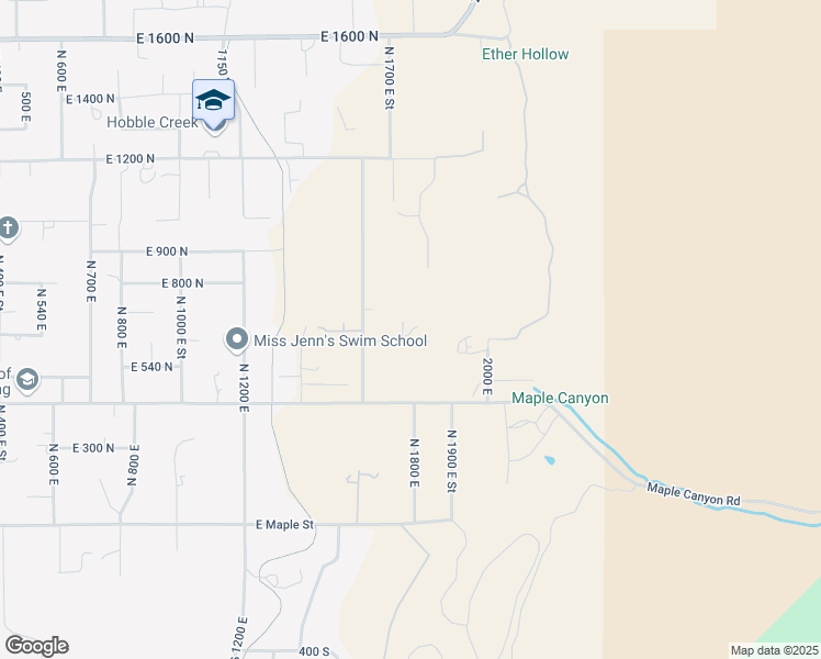 map of restaurants, bars, coffee shops, grocery stores, and more near 630 North 1600 East in Mapleton