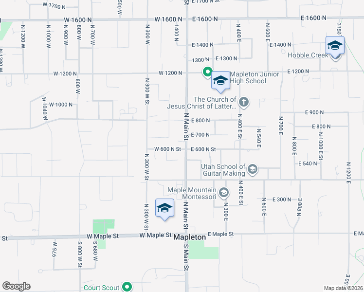 map of restaurants, bars, coffee shops, grocery stores, and more near 26 West 600 North Street in Mapleton