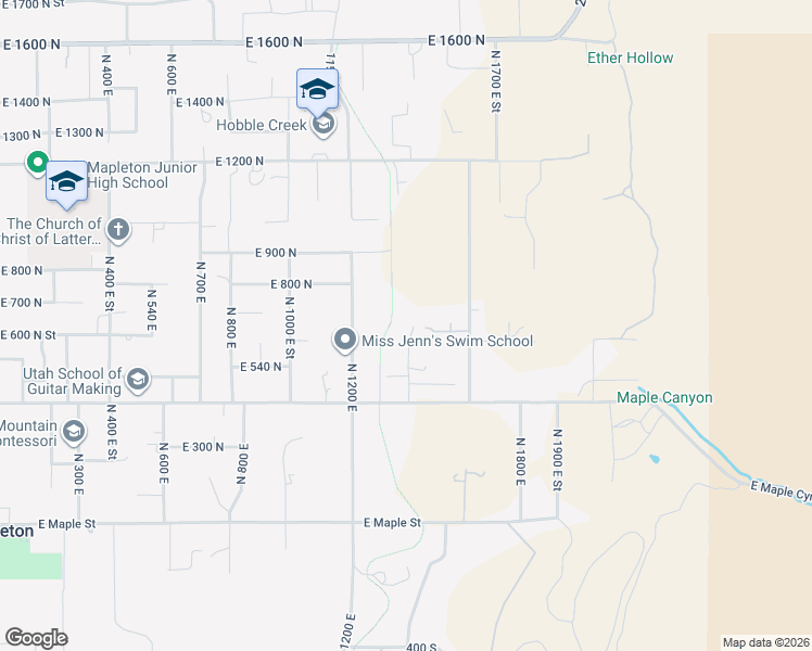 map of restaurants, bars, coffee shops, grocery stores, and more near 505 Vineyard Way in Mapleton