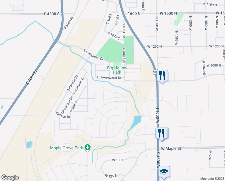 map of restaurants, bars, coffee shops, grocery stores, and more near 2152 Legend Way in Springville