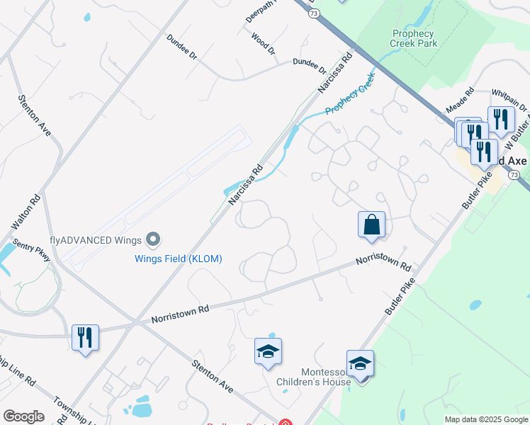 map of restaurants, bars, coffee shops, grocery stores, and more near 278 Copper Beech Drive in Blue Bell