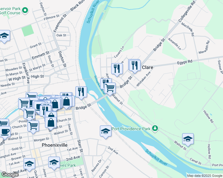 map of restaurants, bars, coffee shops, grocery stores, and more near 119 Jacobs Street in Mont Clare