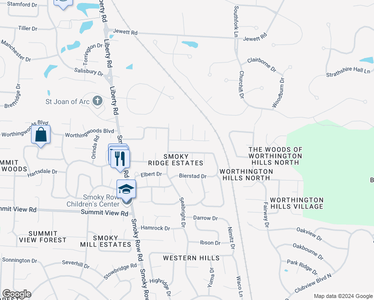 map of restaurants, bars, coffee shops, grocery stores, and more near 1848 Gallo Drive in Powell