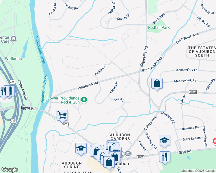 map of restaurants, bars, coffee shops, grocery stores, and more near 12 Brenda Lane in Eagleville