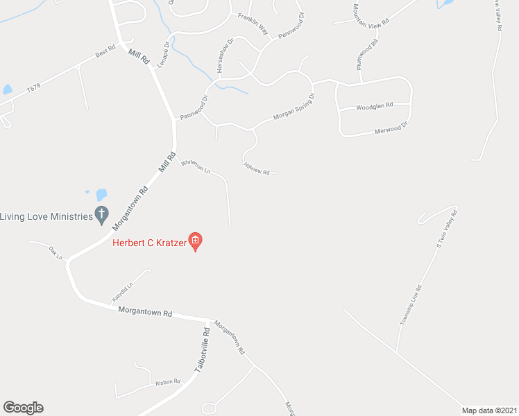 map of restaurants, bars, coffee shops, grocery stores, and more near 45 Hillview Road in Morgantown