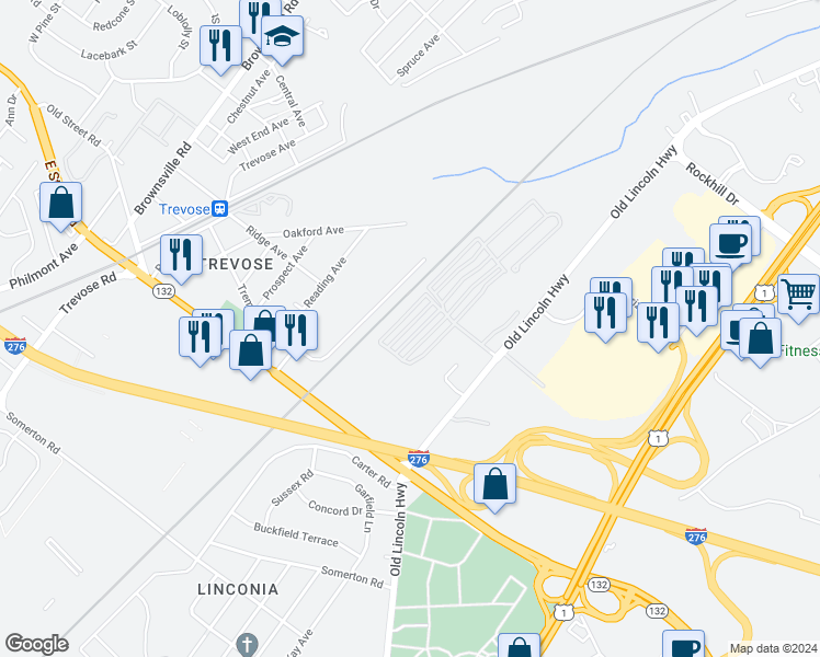 map of restaurants, bars, coffee shops, grocery stores, and more near 3305 Iris Avenue in Bucks County