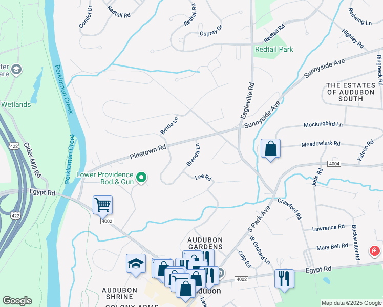 map of restaurants, bars, coffee shops, grocery stores, and more near 10 Brenda Lane in Eagleville