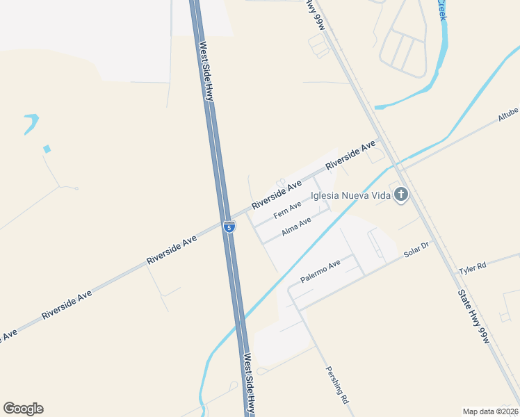 map of restaurants, bars, coffee shops, grocery stores, and more near 21999 Riverside Avenue in Red Bluff