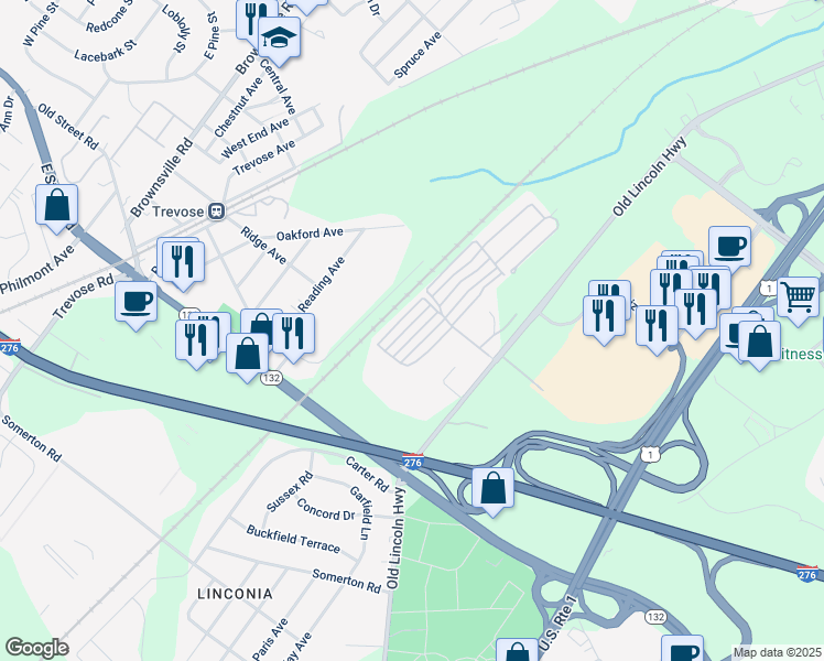 map of restaurants, bars, coffee shops, grocery stores, and more near 3305 Iris Avenue in Bucks County
