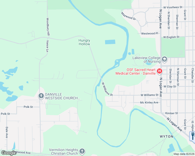 map of restaurants, bars, coffee shops, grocery stores, and more near 16 Hampton Road in Danville
