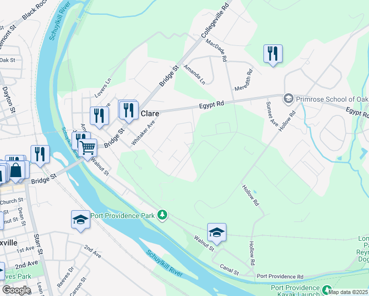 map of restaurants, bars, coffee shops, grocery stores, and more near 322 Meadowview Lane in Mont Clare