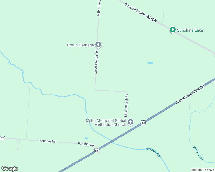 map of restaurants, bars, coffee shops, grocery stores, and more near 5544 Miller Church Road in Johnstown