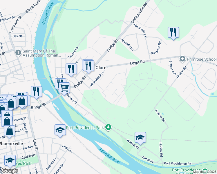 map of restaurants, bars, coffee shops, grocery stores, and more near 228 Norwood Street in Mont Clare